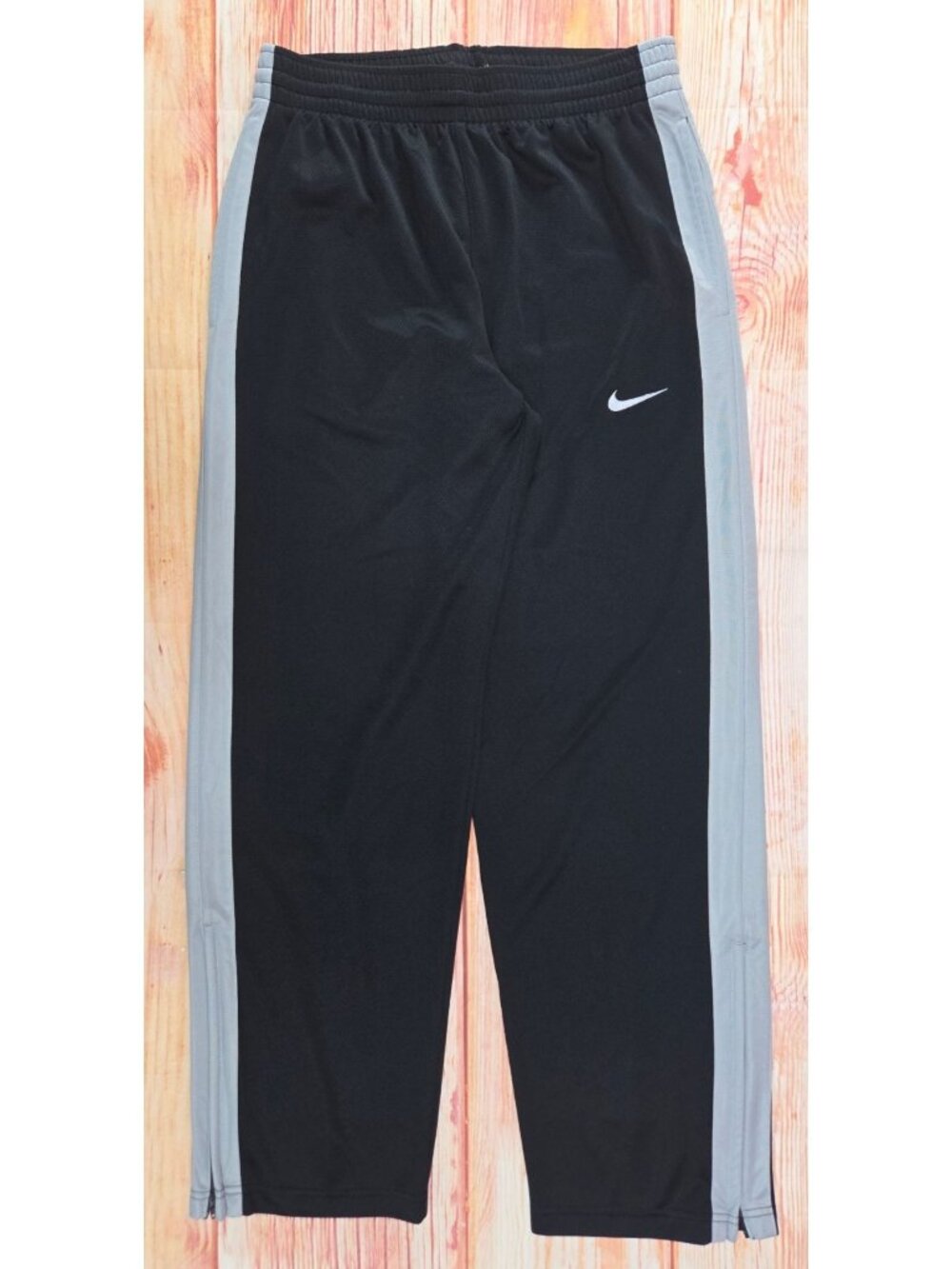 Nike Dri-Fit Black & Gray Athletic Track Pants Mens Small Polyester Lightweight